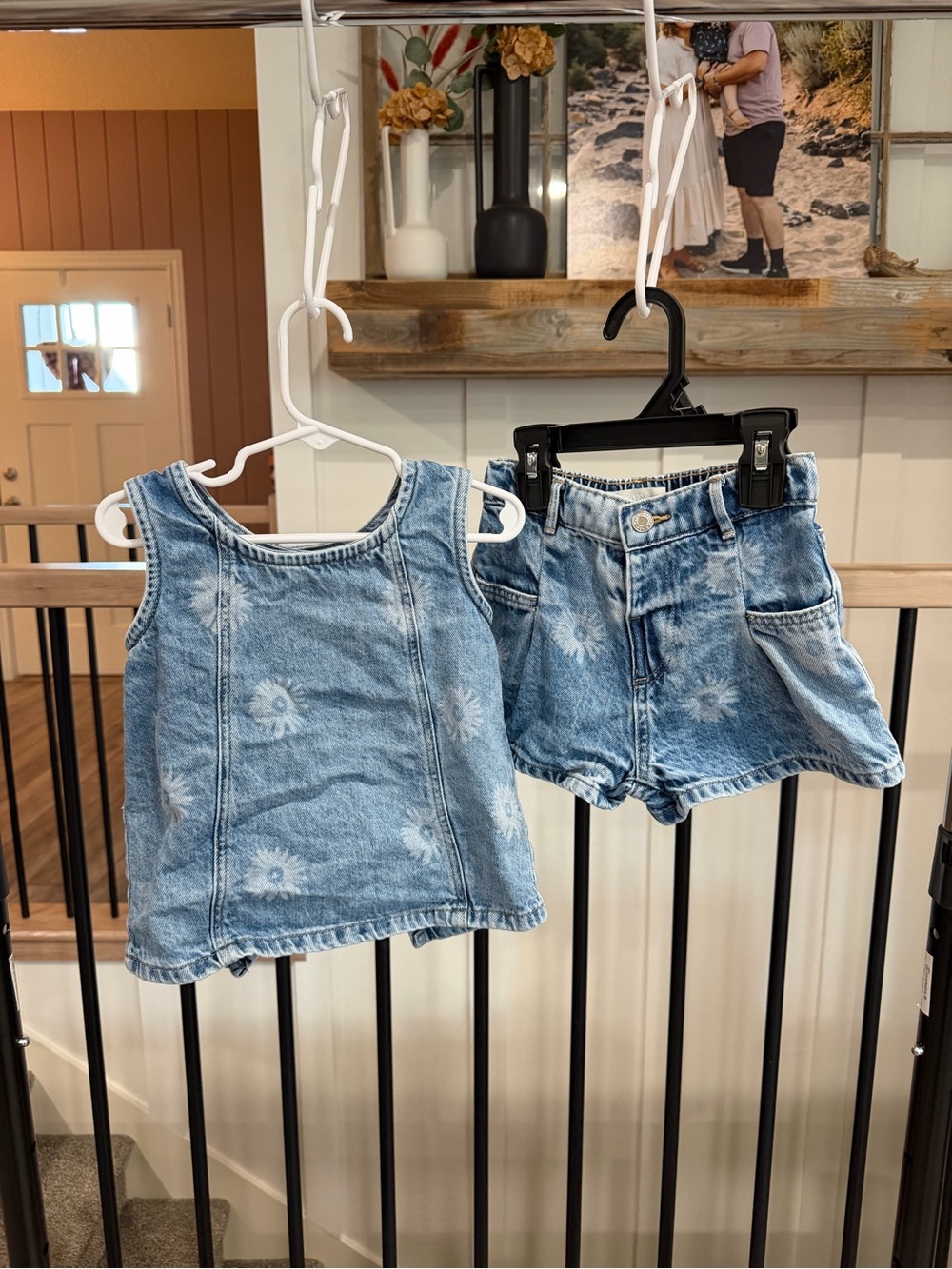 Zara Light Blue Denim Tank Top and Shorts Set